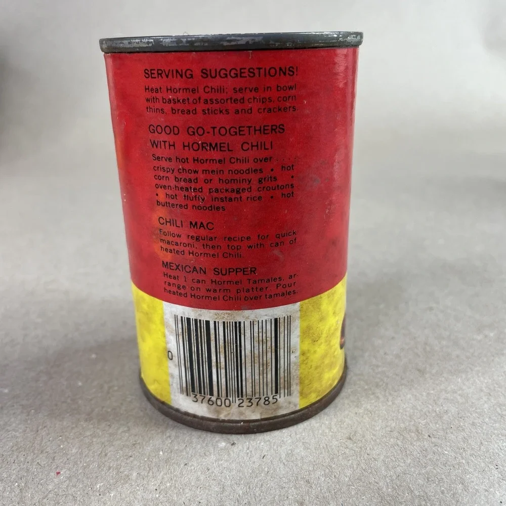 Vtg Paper Label Hormel Chili Without Beans 10 1/2 oz‎ Tin Can Advertising Minn